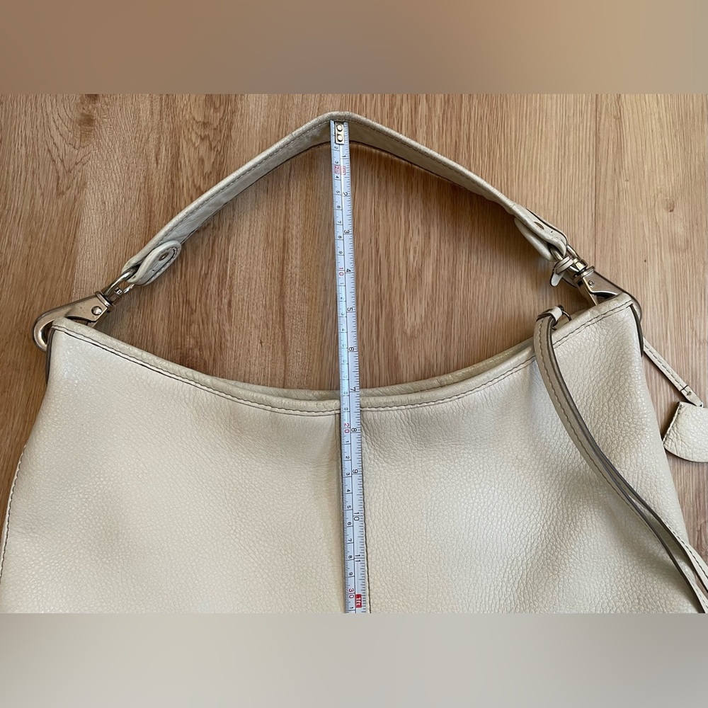 Banana Republic leather bag white pebbled large slouchy hobo silver zipper $250 - Picture 11 of 12